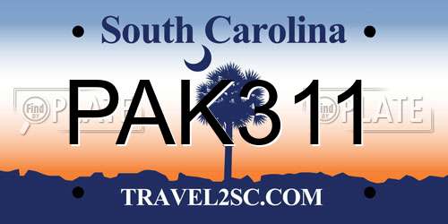 PAK311 South Carolina License Plate