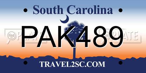 PAK489 South Carolina License Plate