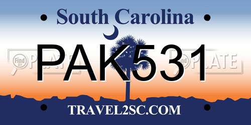 PAK531 South Carolina License Plate