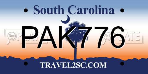 PAK776 South Carolina License Plate