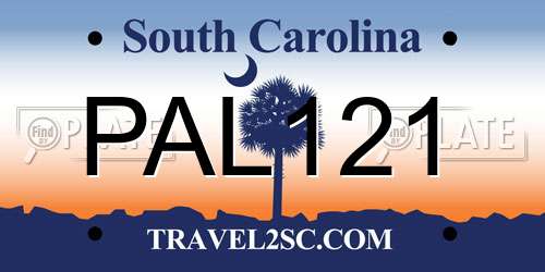 PAL121 South Carolina License Plate