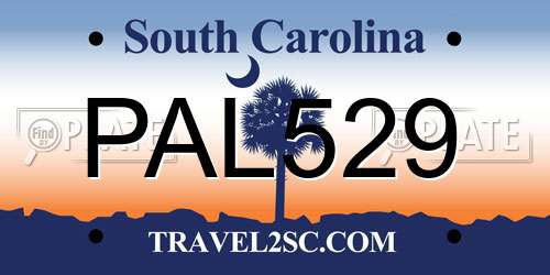 PAL529 South Carolina License Plate