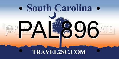 PAL896 South Carolina License Plate