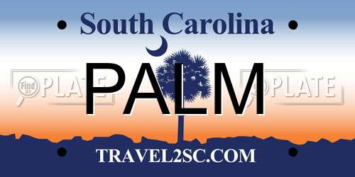 PALM South Carolina License Plate