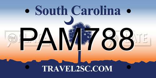 PAM788 South Carolina License Plate