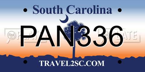 PAN336 South Carolina License Plate