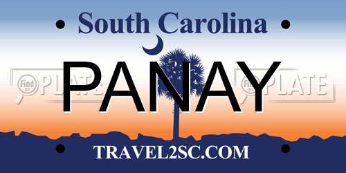 PANAY South Carolina License Plate
