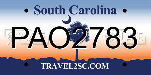 PAO2783 South Carolina License Plate