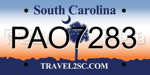 PAO7283 South Carolina License Plate