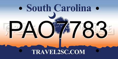 PAO7783 South Carolina License Plate