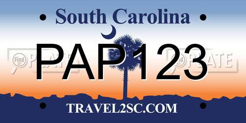 PAP123 South Carolina License Plate