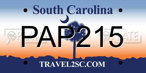 PAP215 South Carolina License Plate