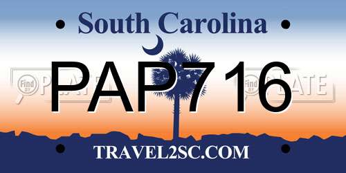 PAP716 South Carolina License Plate