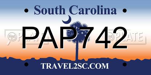 PAP742 South Carolina License Plate