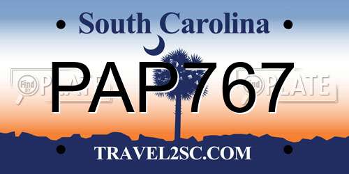 PAP767 South Carolina License Plate