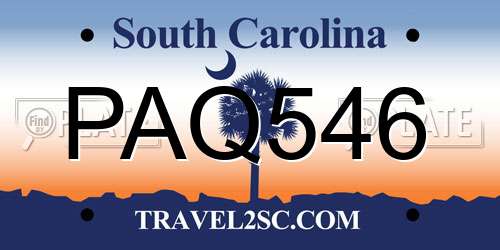 PAQ546 South Carolina License Plate