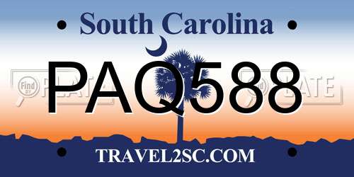 PAQ588 South Carolina License Plate