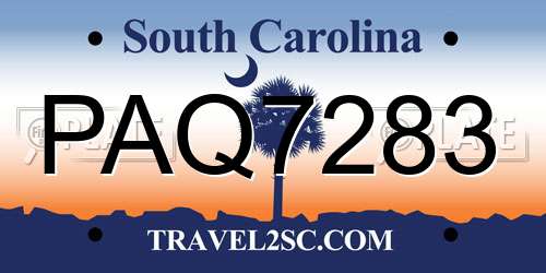 PAQ7283 South Carolina License Plate