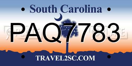 PAQ7783 South Carolina License Plate