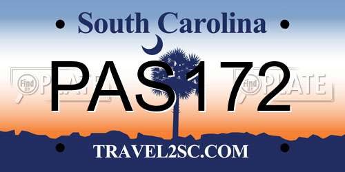 PAS172 South Carolina License Plate