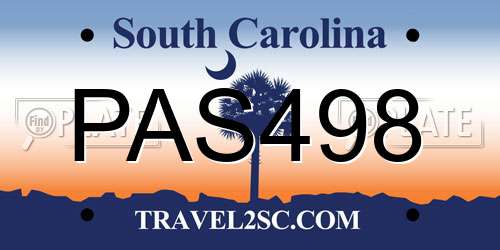 PAS498 South Carolina License Plate