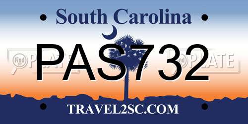 PAS732 South Carolina License Plate