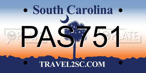PAS751 South Carolina License Plate