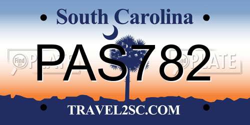 PAS782 South Carolina License Plate