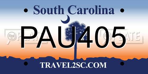 PAU405 South Carolina License Plate