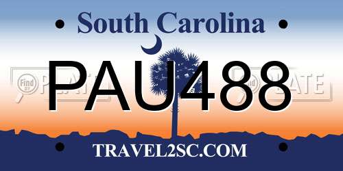 PAU488 South Carolina License Plate