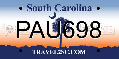 PAU698 South Carolina License Plate