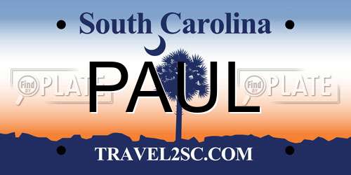 PAUL South Carolina License Plate