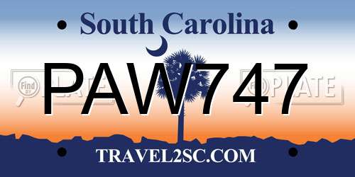 PAW747 South Carolina License Plate