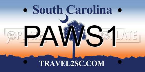 PAWS1 South Carolina License Plate