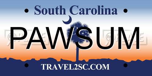 PAWSUM South Carolina License Plate