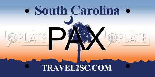 PAX South Carolina License Plate