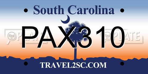 PAX310 South Carolina License Plate