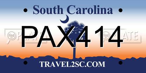 PAX414 South Carolina License Plate
