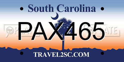 PAX465 South Carolina License Plate