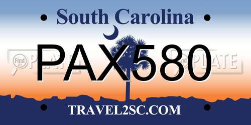 PAX580 South Carolina License Plate