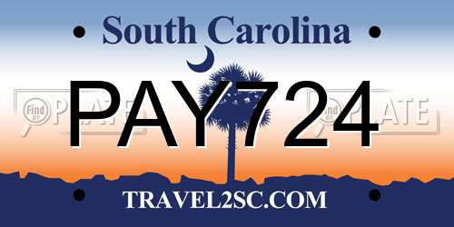 PAY724 South Carolina License Plate