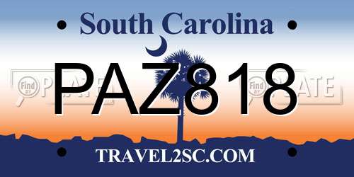 PAZ818 South Carolina License Plate