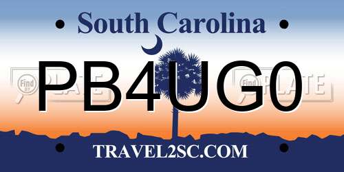 PB4UG0 South Carolina License Plate