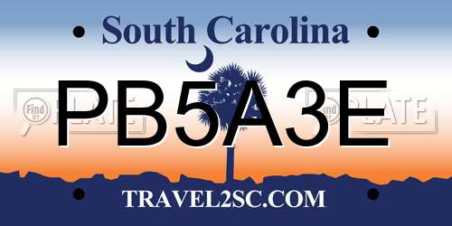 PB5A3E South Carolina License Plate