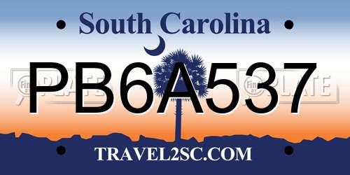 PB6A537 South Carolina License Plate