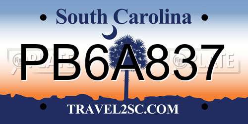 PB6A837 South Carolina License Plate