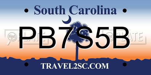 PB7S5B South Carolina License Plate