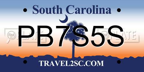 PB7S5S South Carolina License Plate