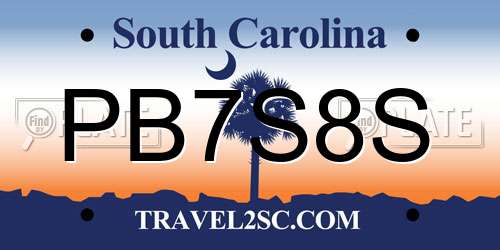 PB7S8S South Carolina License Plate