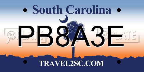 PB8A3E South Carolina License Plate